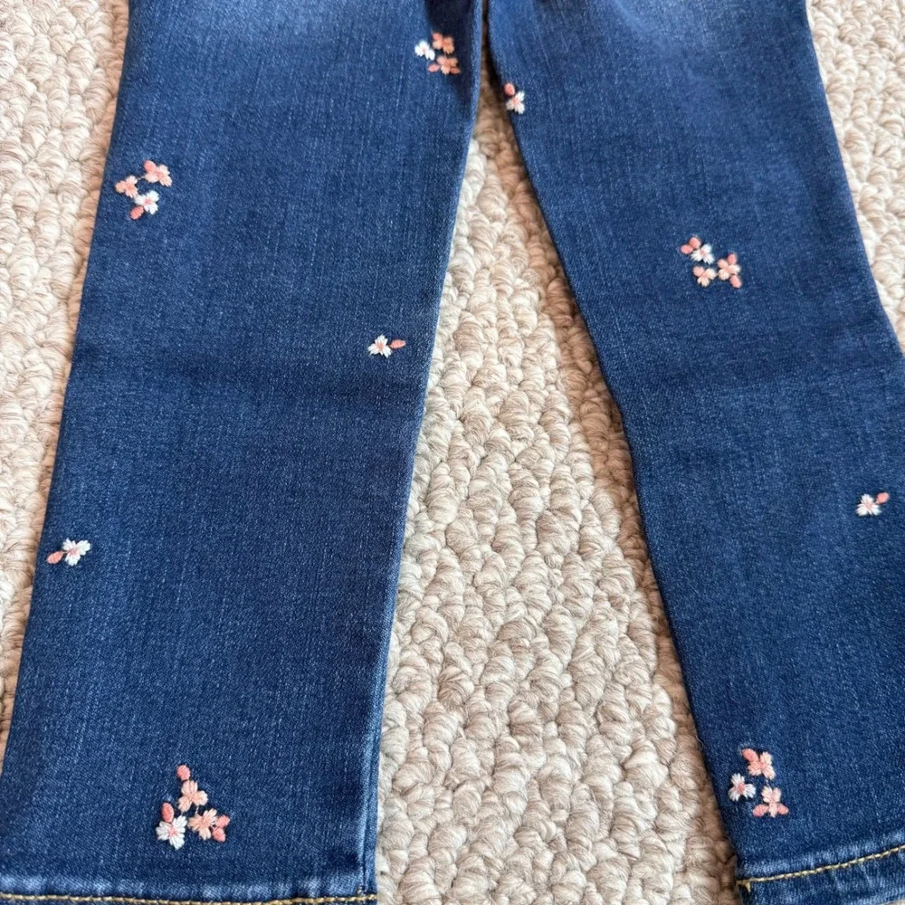 Cat & Jack Girls Skinny Jeans Size 3T Embroidered Flowers Super‎ Stretch Pants
